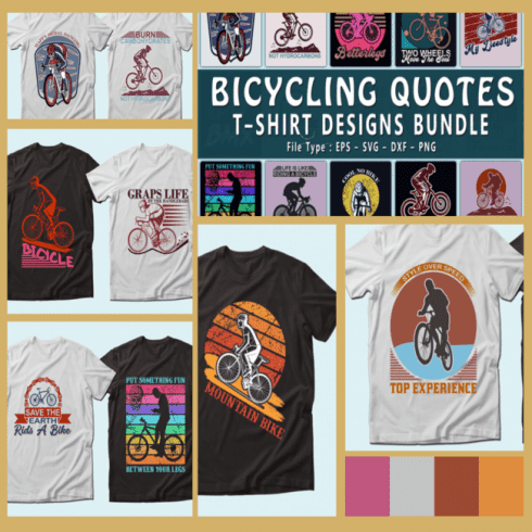Trendy 20 Bicycle T shirts Design Bundle cover image.