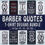 Trendy 20 barber quotes t shirt designs bundle main cover.