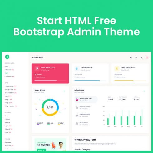 Start HTML Free – Bootstrap 5 Admin Theme main cover.