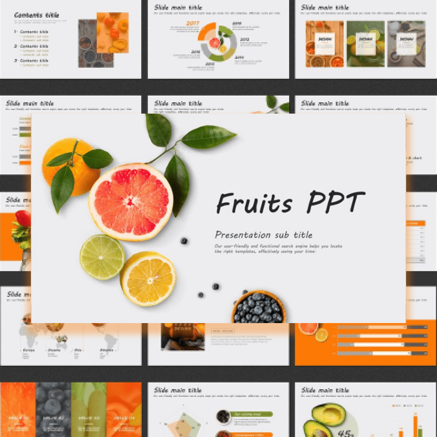 Fruits PPT Template main cover.
