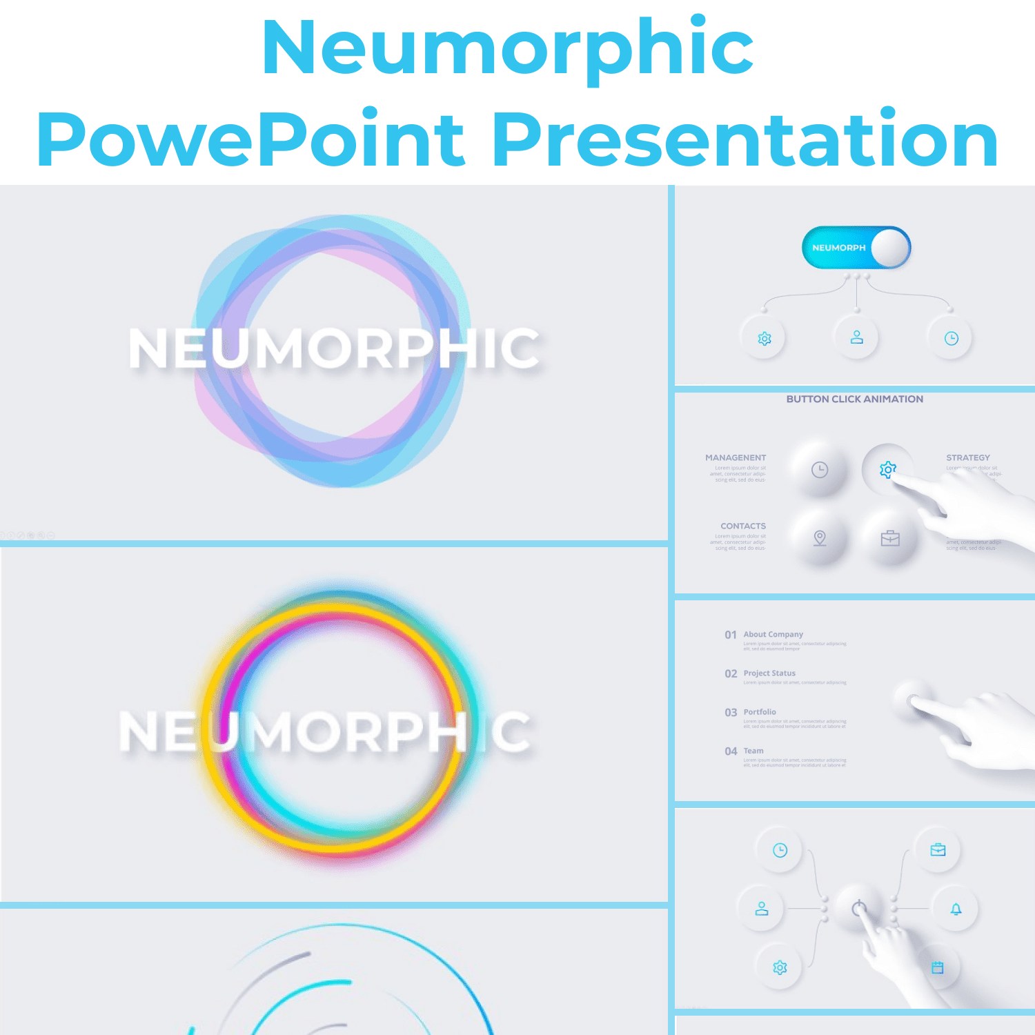 Neumorphic PowePoint Presentation cover image.