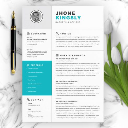 01 Clean Professional Creative and Modern Resume CV Curriculum Vitae Design Template MS Word Apple Pages PSD Free Download 2 4