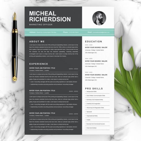 01 Clean Professional Creative and Modern Resume CV Curriculum Vitae Design Template MS Word Apple Pages PSD Free Download 5