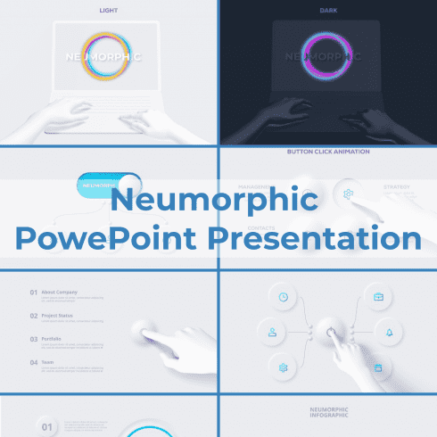 Neumorphic PowePoint Presentation main cover.