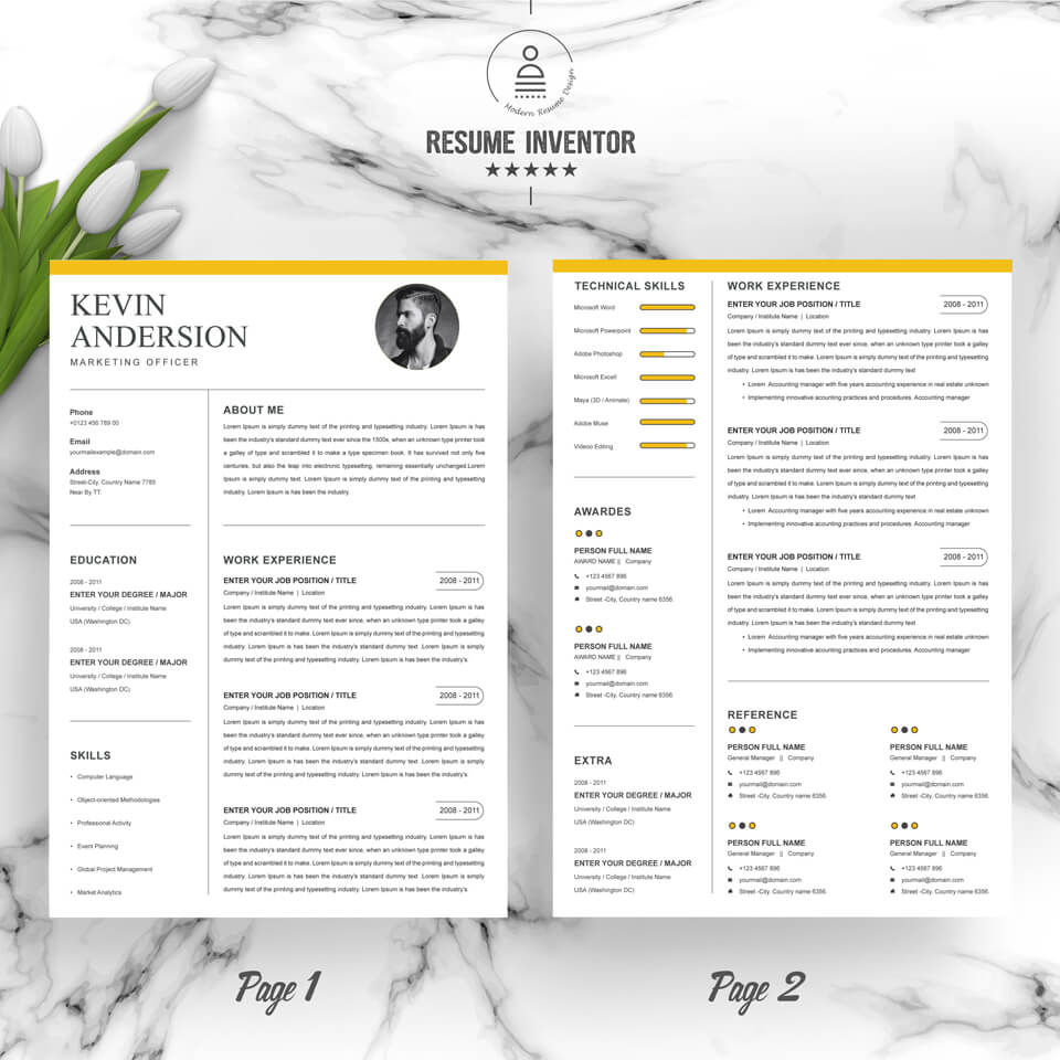 02 2 Pages Free Resume Design Template 2 2