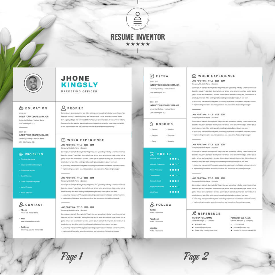 02 2 Pages Free Resume Design Template 2 4
