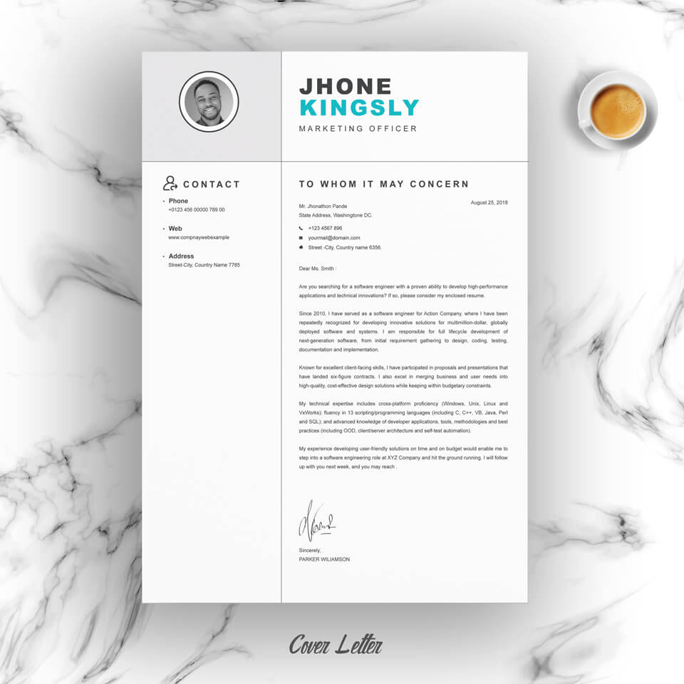 03 Resume Cover Letter Page Free Resume Design Template 2