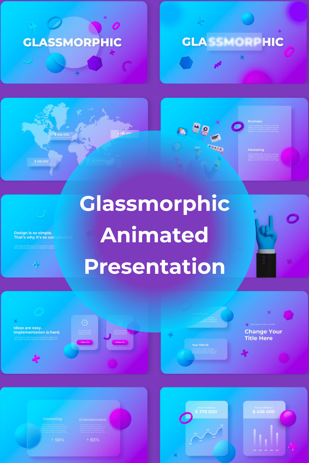 Glassmorphic Animated Presentation Pinterest.