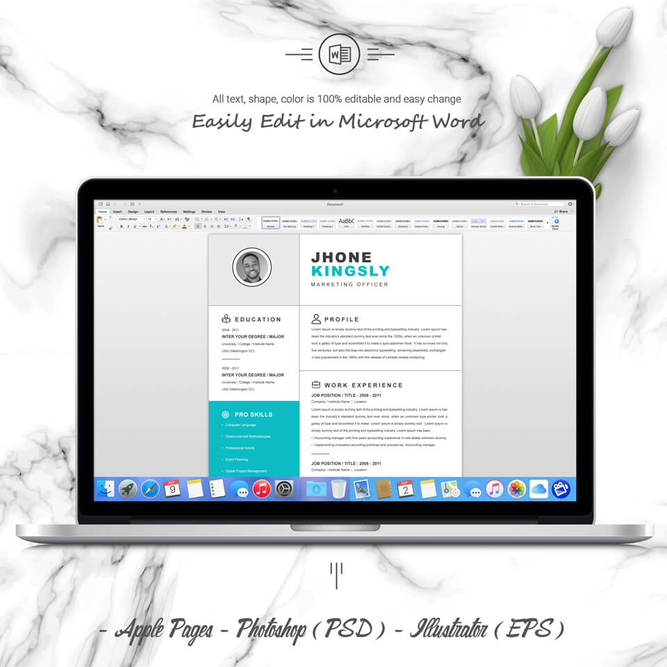 05 3 Pages Free Resume MS Word File Format Design Template 2 2