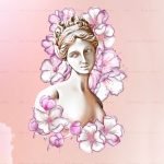 Aphrodite in Flowers Clipart Digital Download Example.