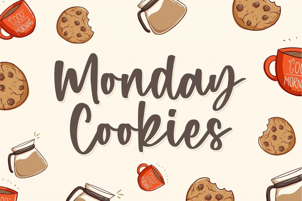 Monday Cookies - A Handwritten Script Font Facebook Collage Image.