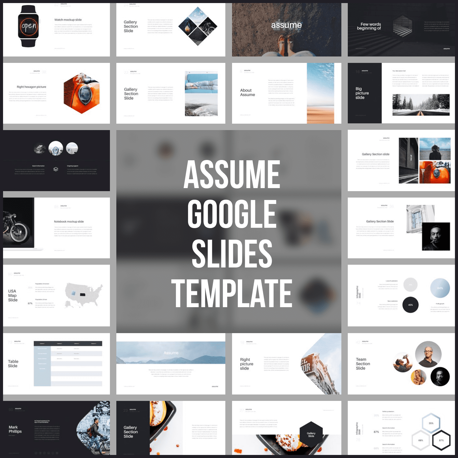 Assume Google Slides Template main cover.