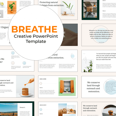 Breathe Creative PowerPoint Template main cover.