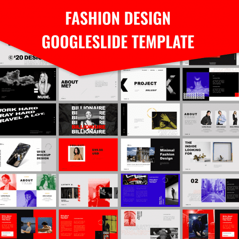Fashion Design Googleslide Template main cover.