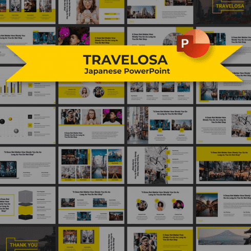 Travelosa Japanese PowerPoint Template main cover.