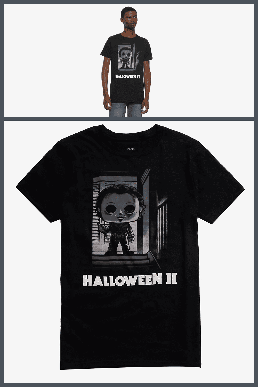 Creative black t-shirt with angry boy killer.