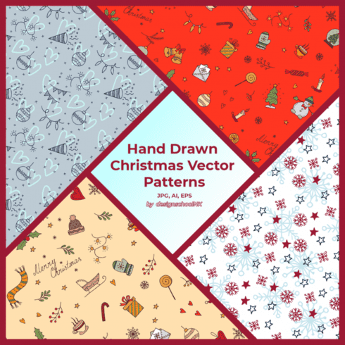 Hand Drawn Christmas Vector Patterns main cover.