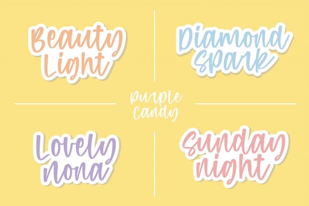 Purple Candy - Playful Script Font Bright Example Phrases Preview.