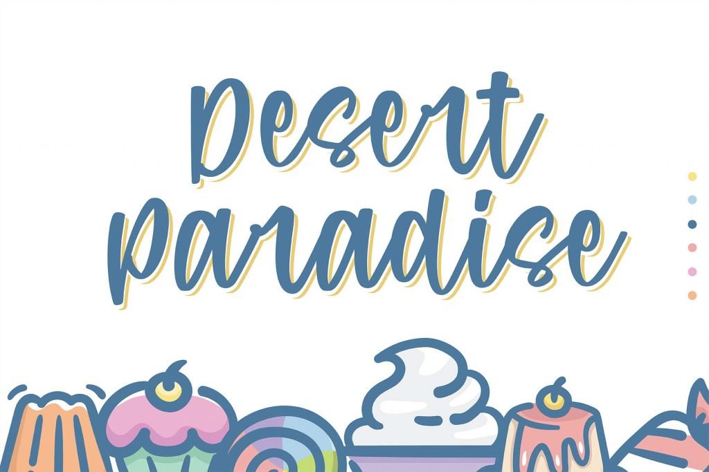 Purple Candy - Playful Script Font with Yummy Cakes. 