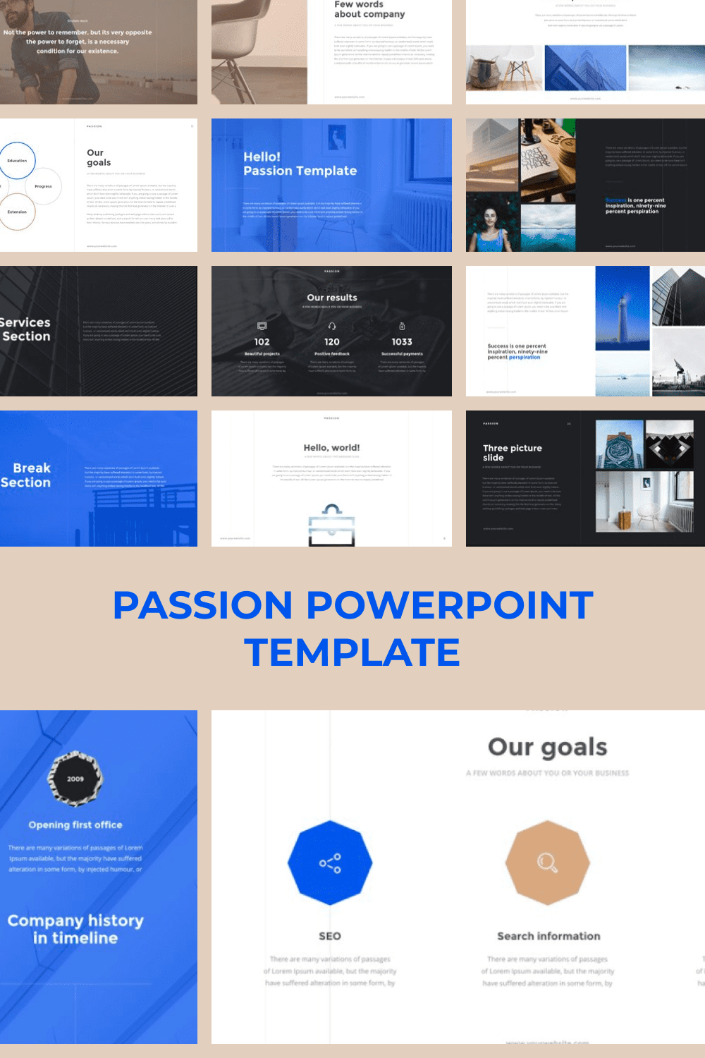 Passion PowerPoint Template - Pinterest.