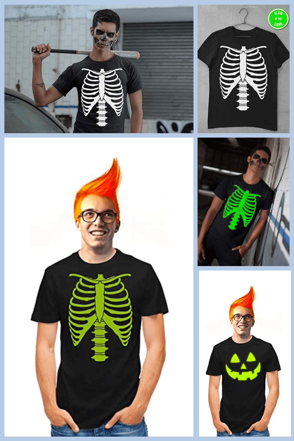 Internal human skeleton on a T-shirt.