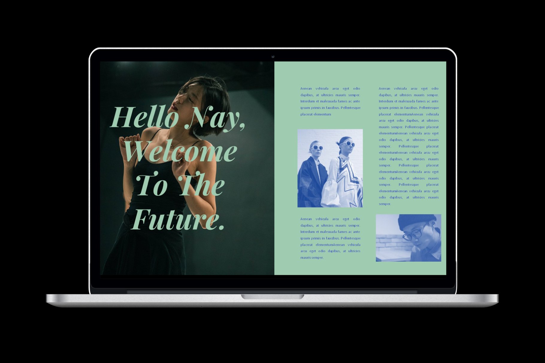 A dark, seasoned background and a bright light green font - this play of contrasts delights.