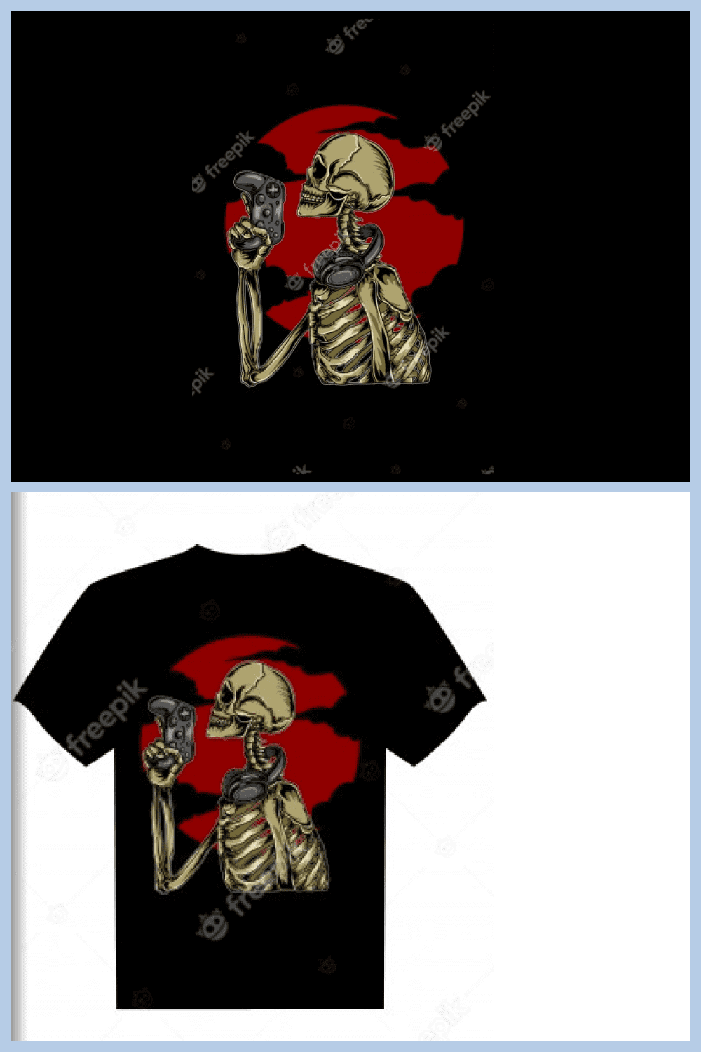 Black T-shirt with hipster skeleton.