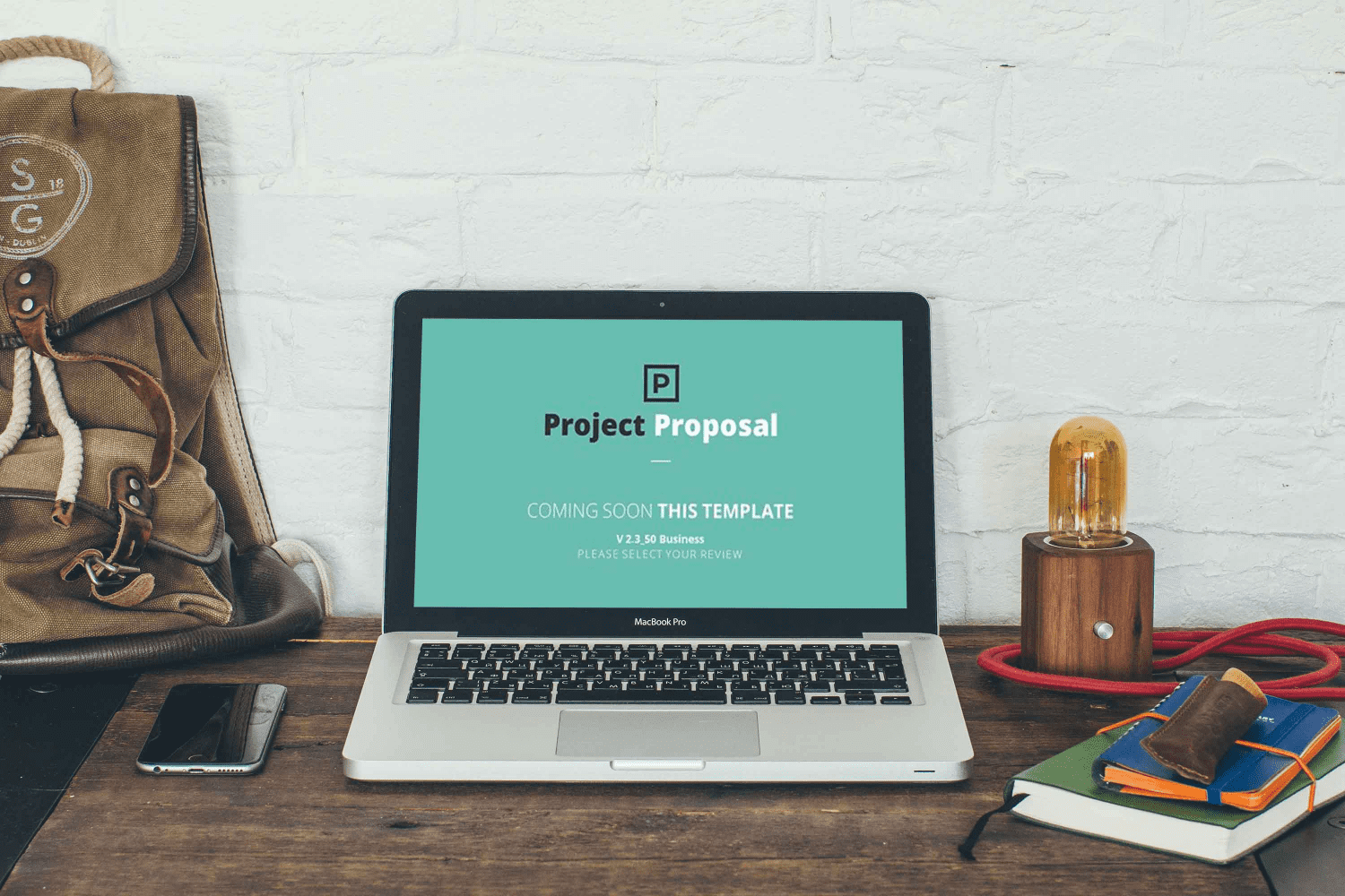 Laptop option of the Project Proposal PowerPoint Template.