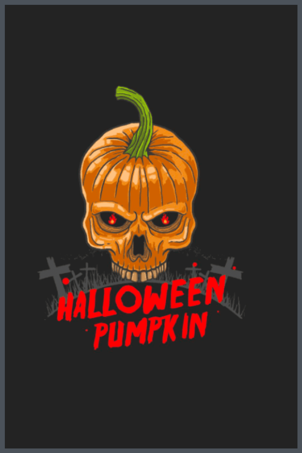 A narrow but evil pumpkin just right for Halloween.