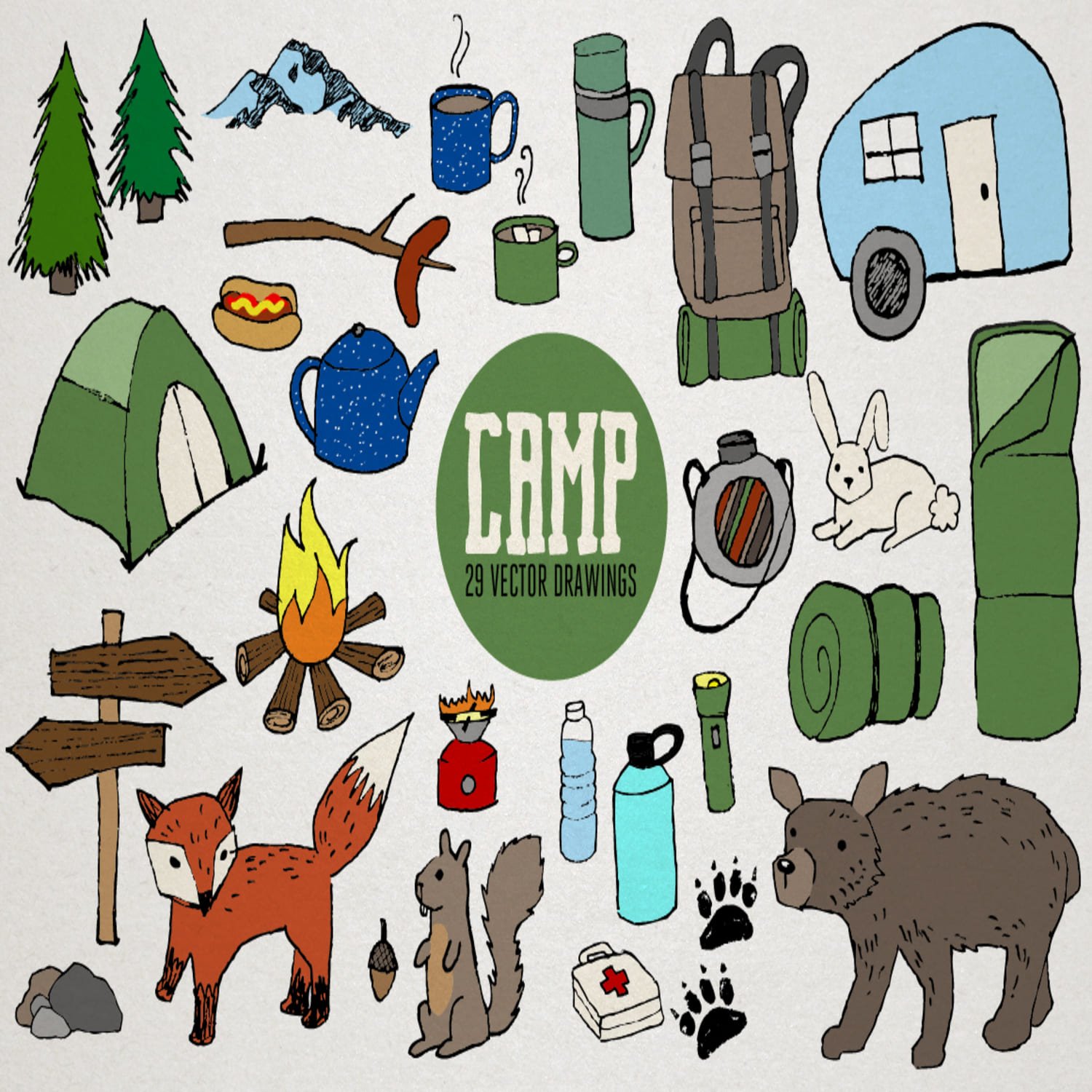 Camping Vector Illustrations main cover.