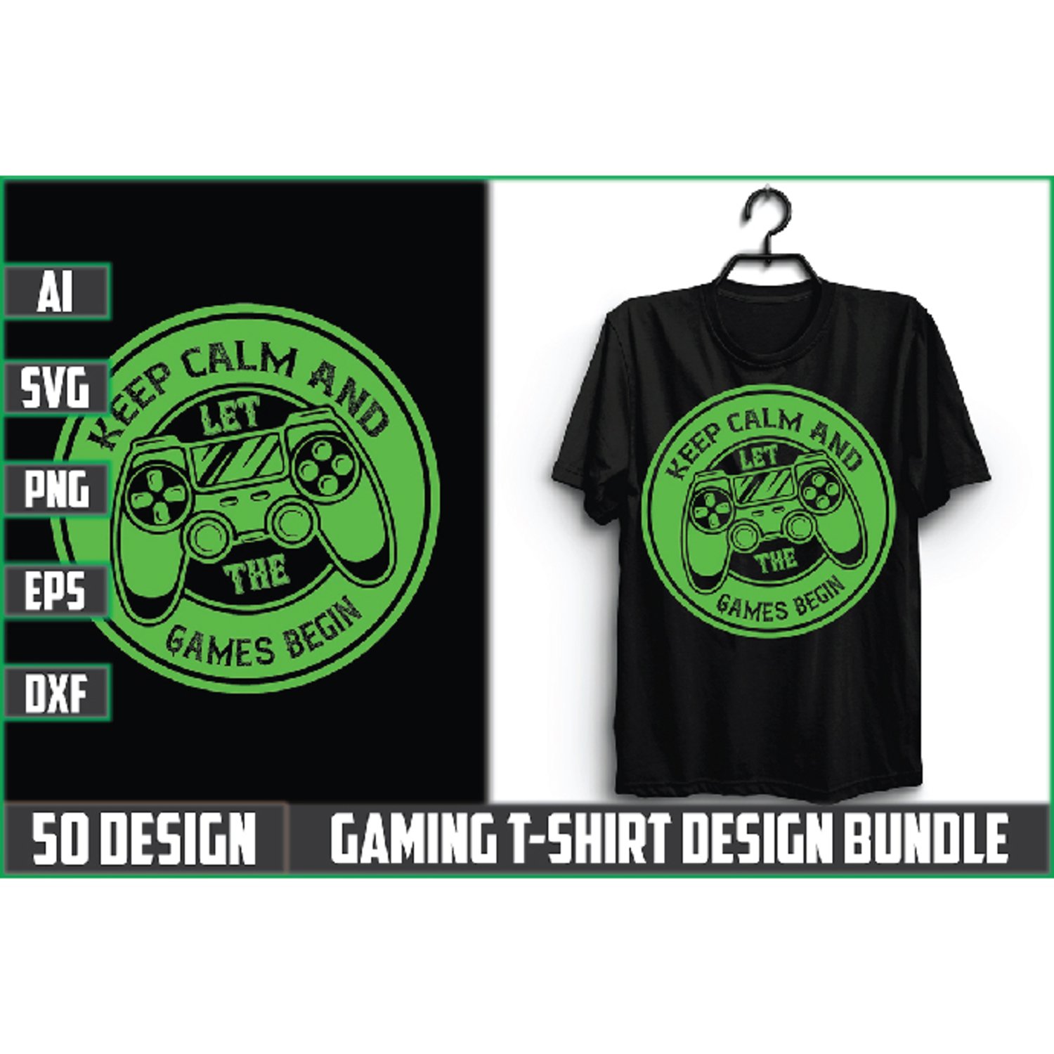 Gaming T shirt Design Bundle cover image.