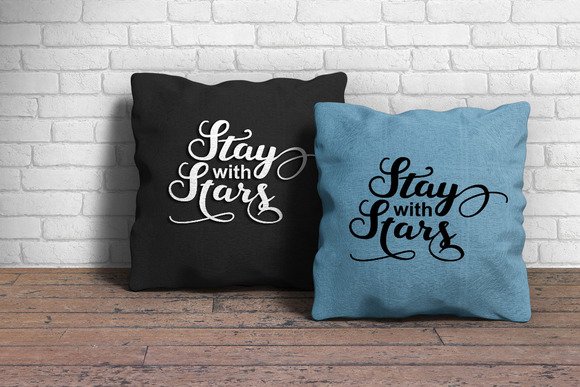 Two pillows with the lettering.