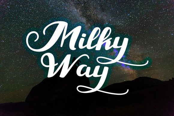 Milky way font on the stars sky.