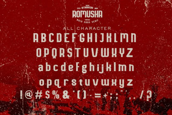 All characters of Romusha font.