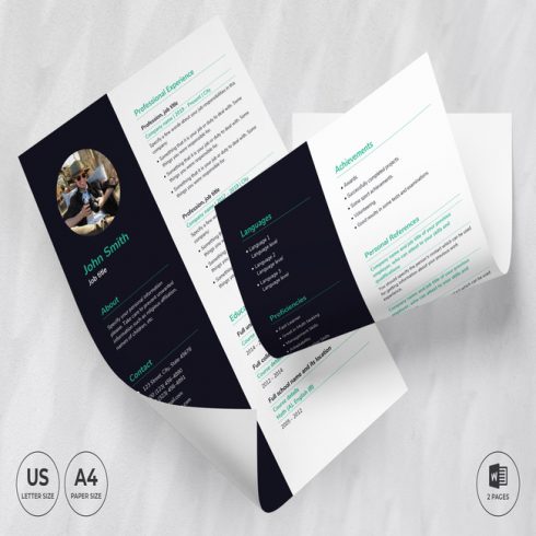 Tri fold brochure with a black and green design.