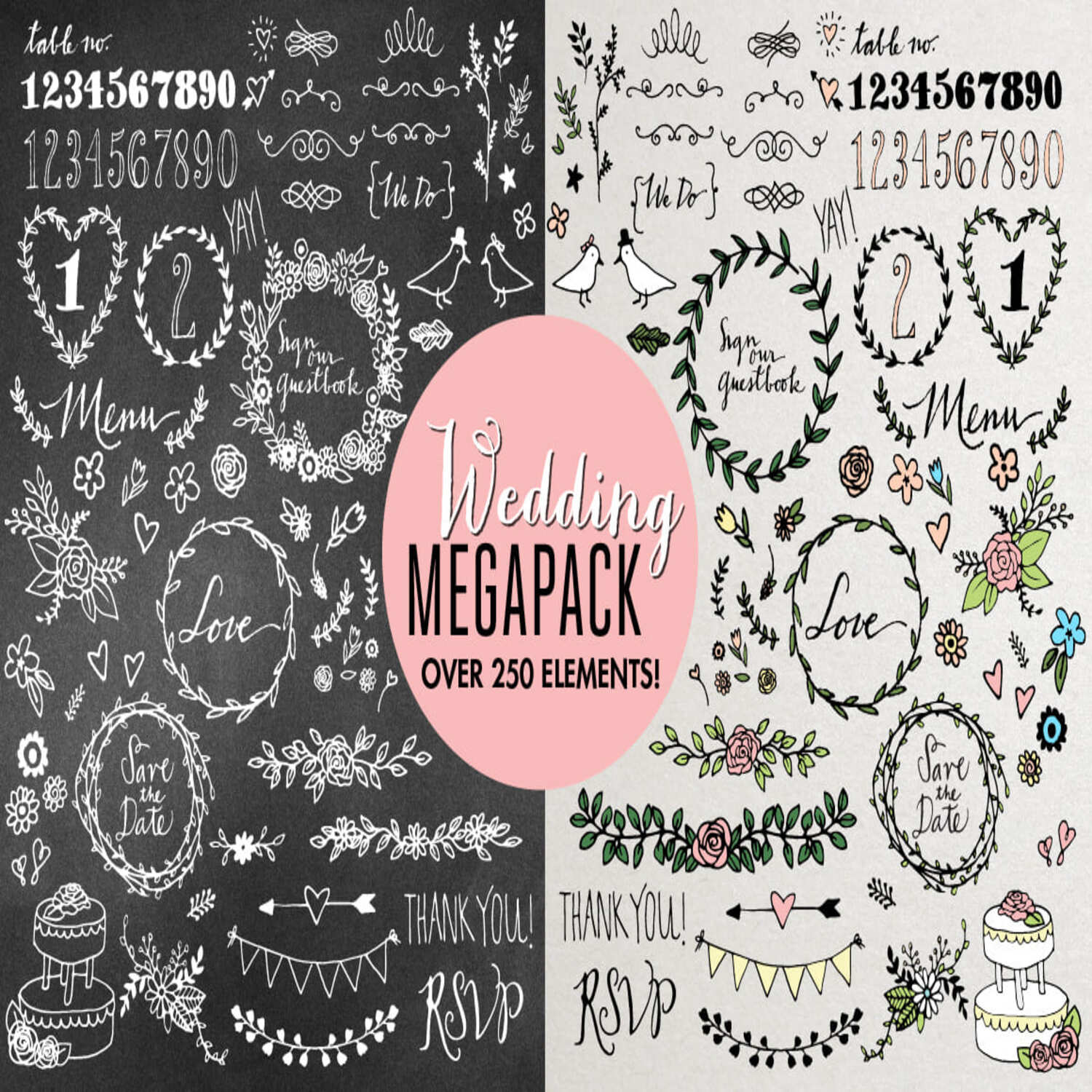 Wedding Illustrations Megapack main cover.