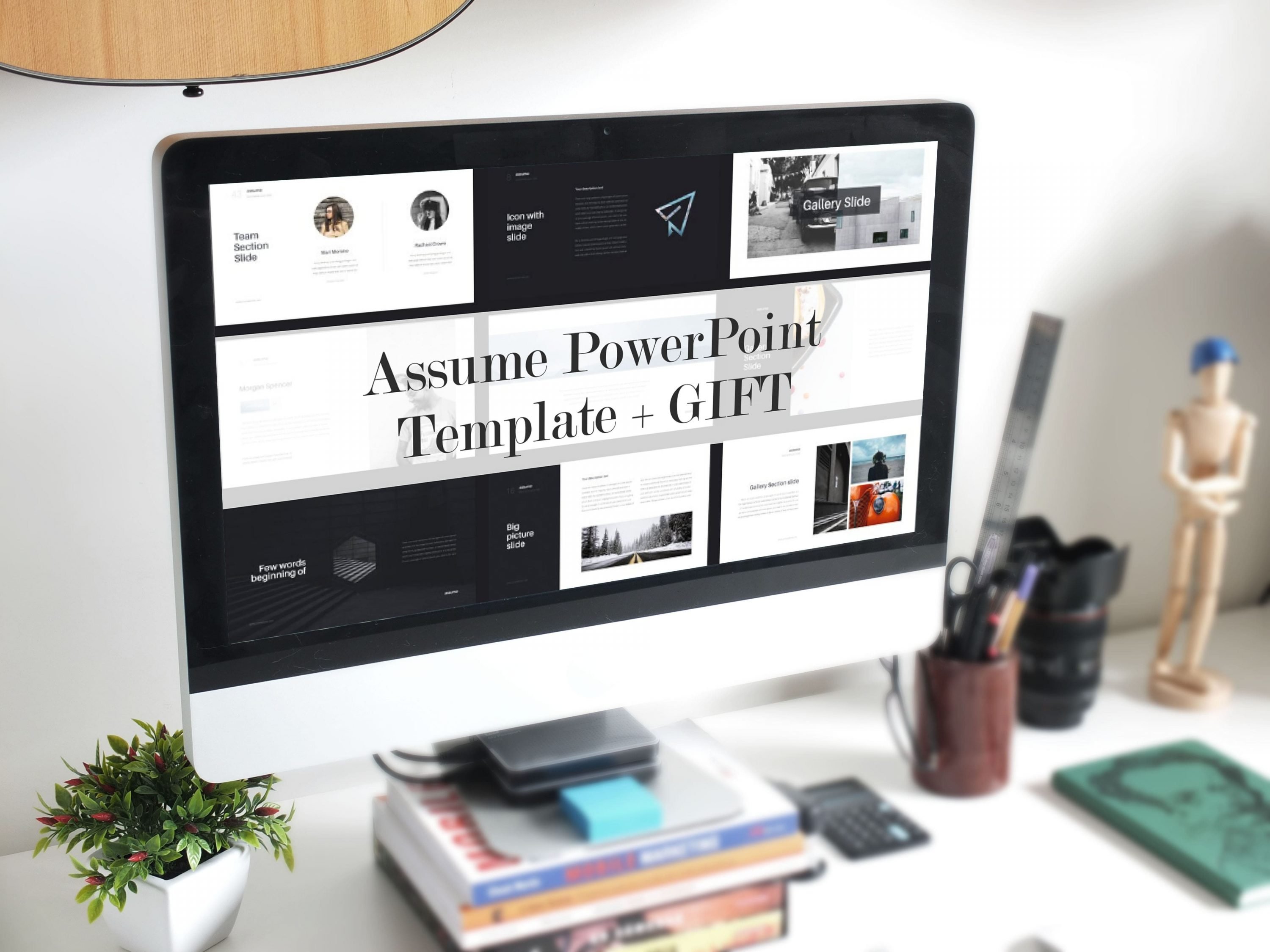 Desktop option of the Assume PowerPoint Template + GIFT.