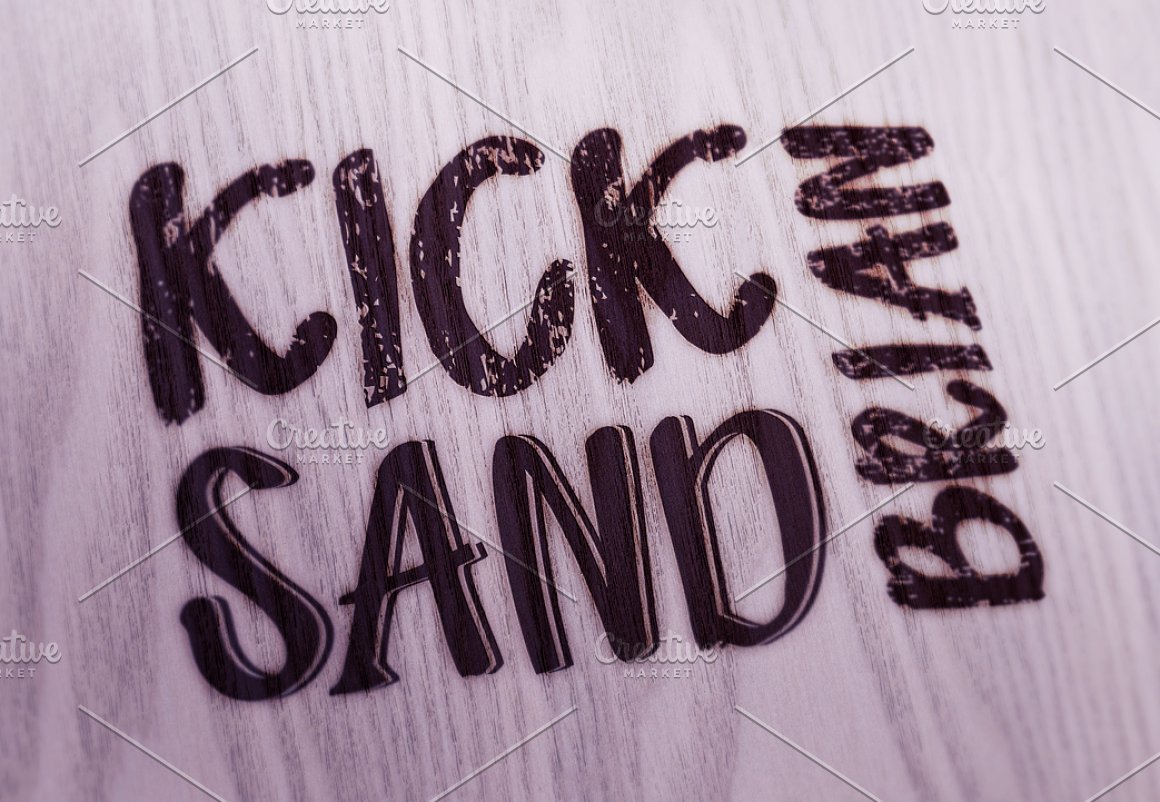 Graffiti font style on the wooden surface.