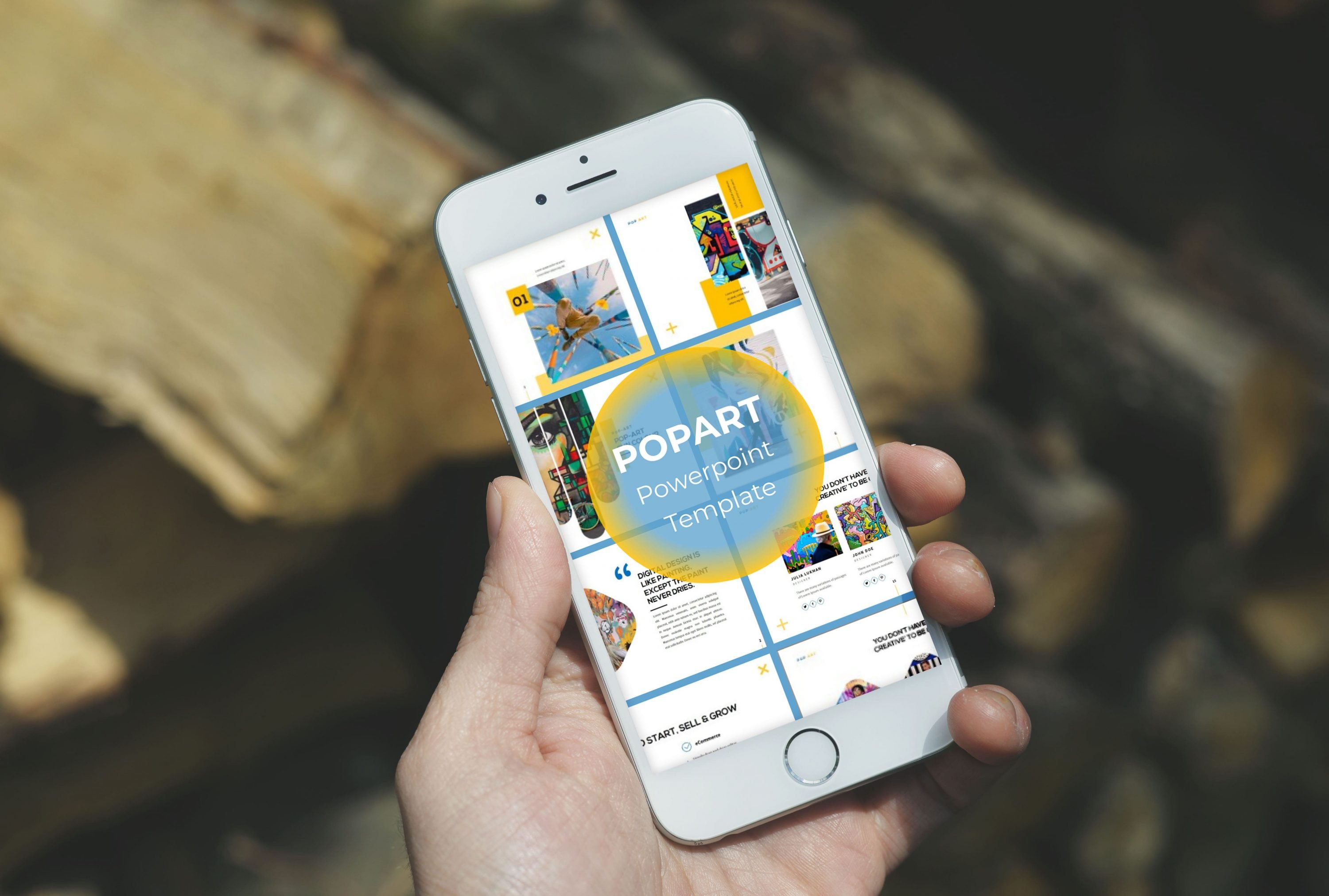 Mobile option of the POPART Powerpoint Template.
