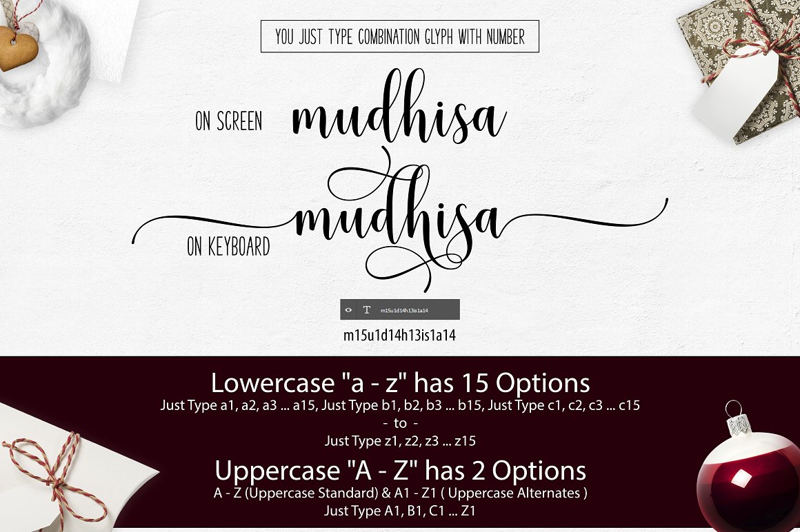 The main styles of Mudnisa font.