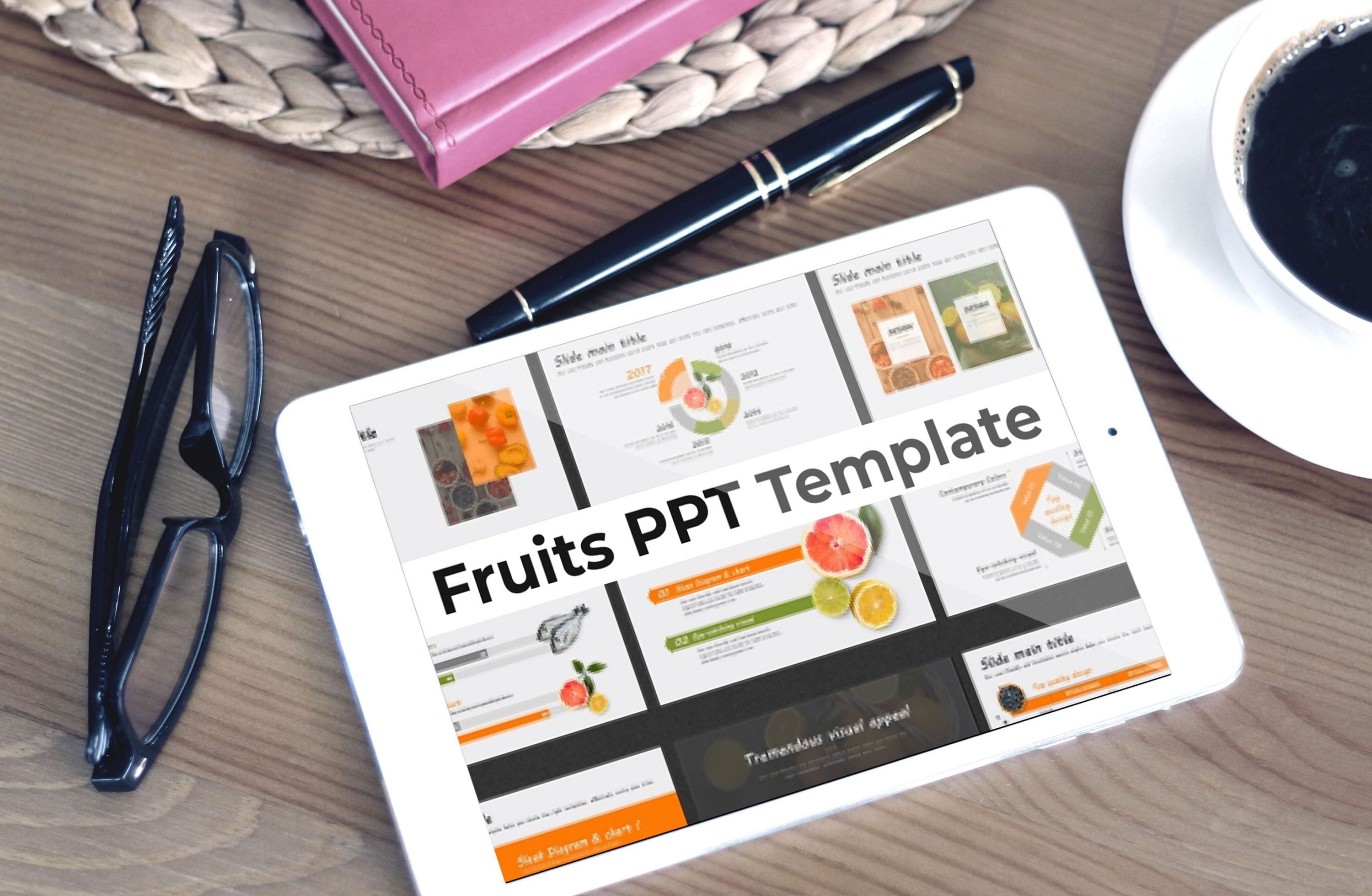 Tablet option of the Fruits PPT Template.