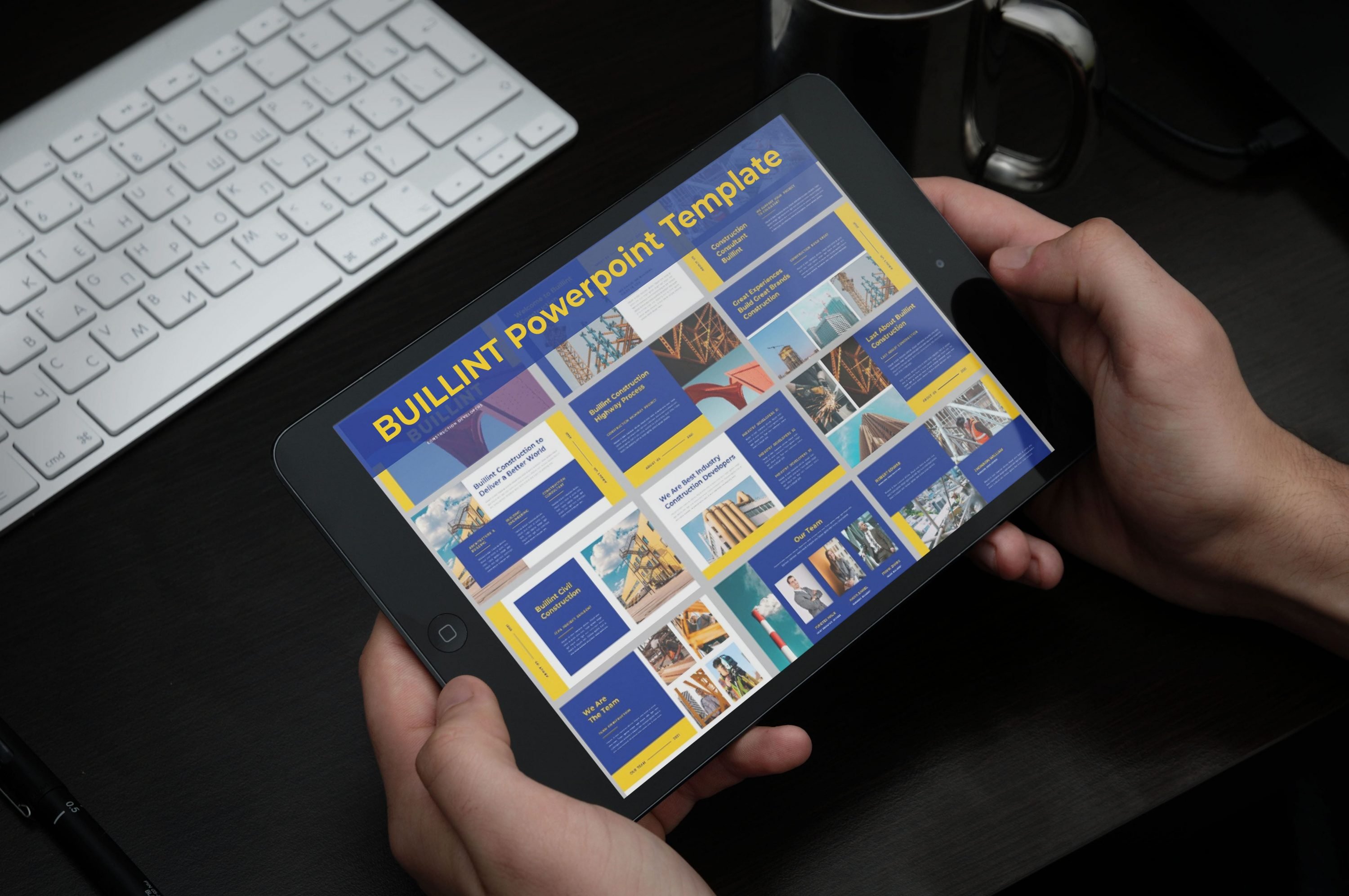 Tablet option of the BUILLINT Powerpoint Template.