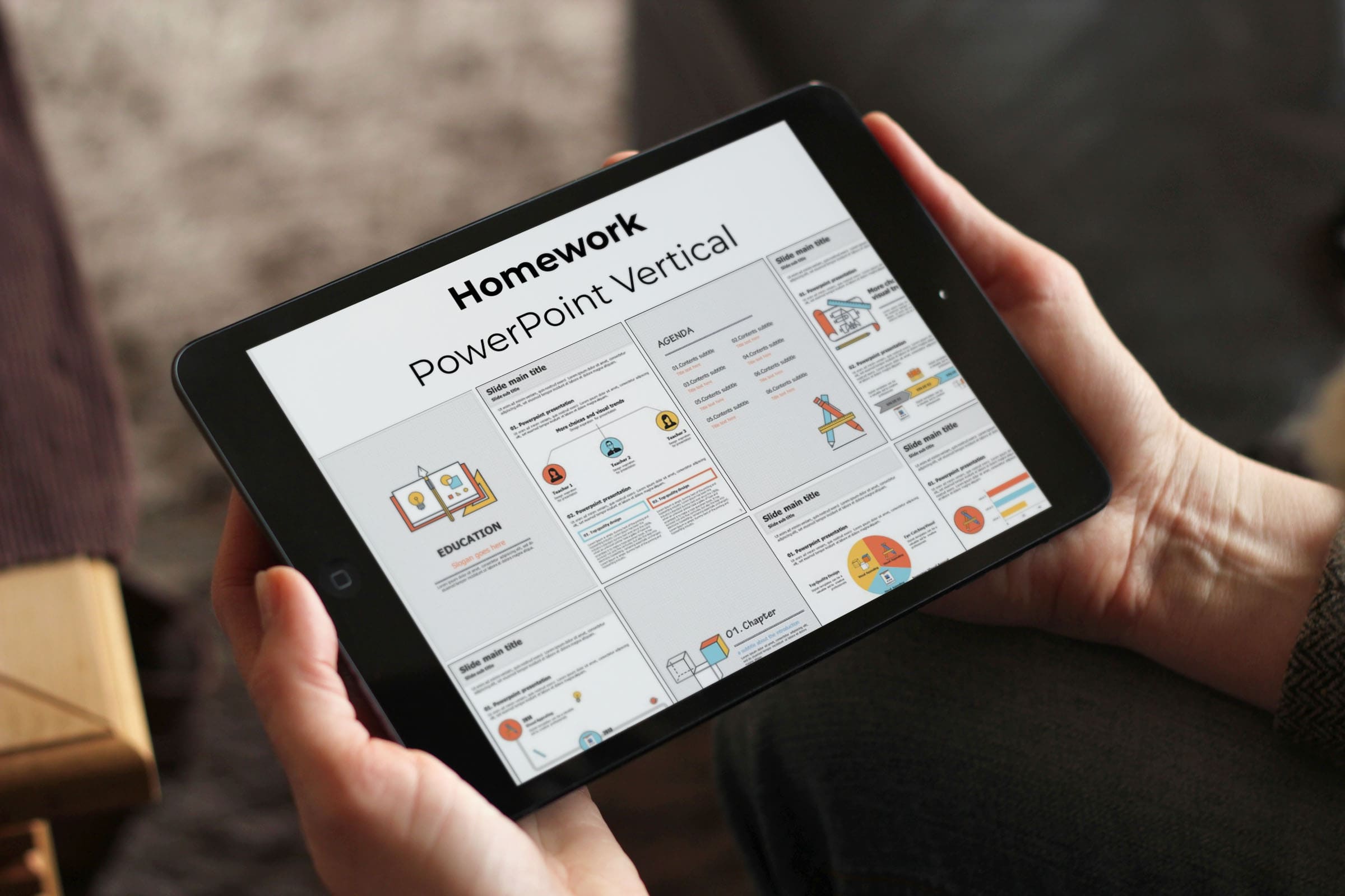 Tablet option of Homework PowerPoint Vertical.
