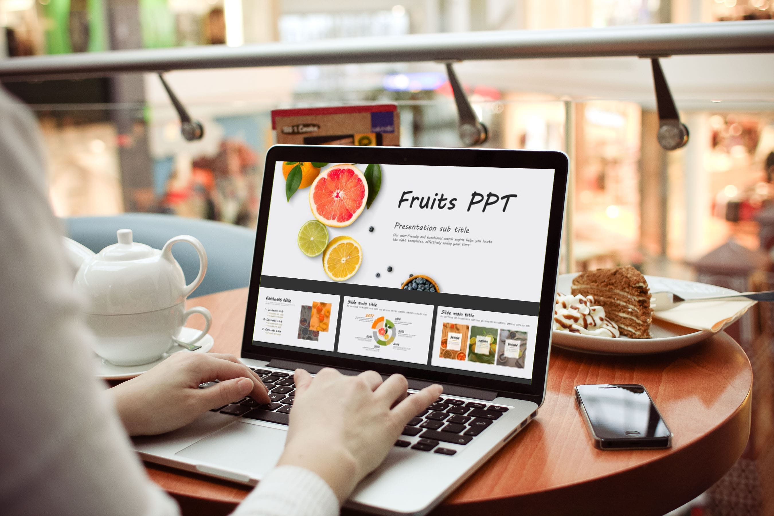 Laptop option of the Fruits PPT Template.