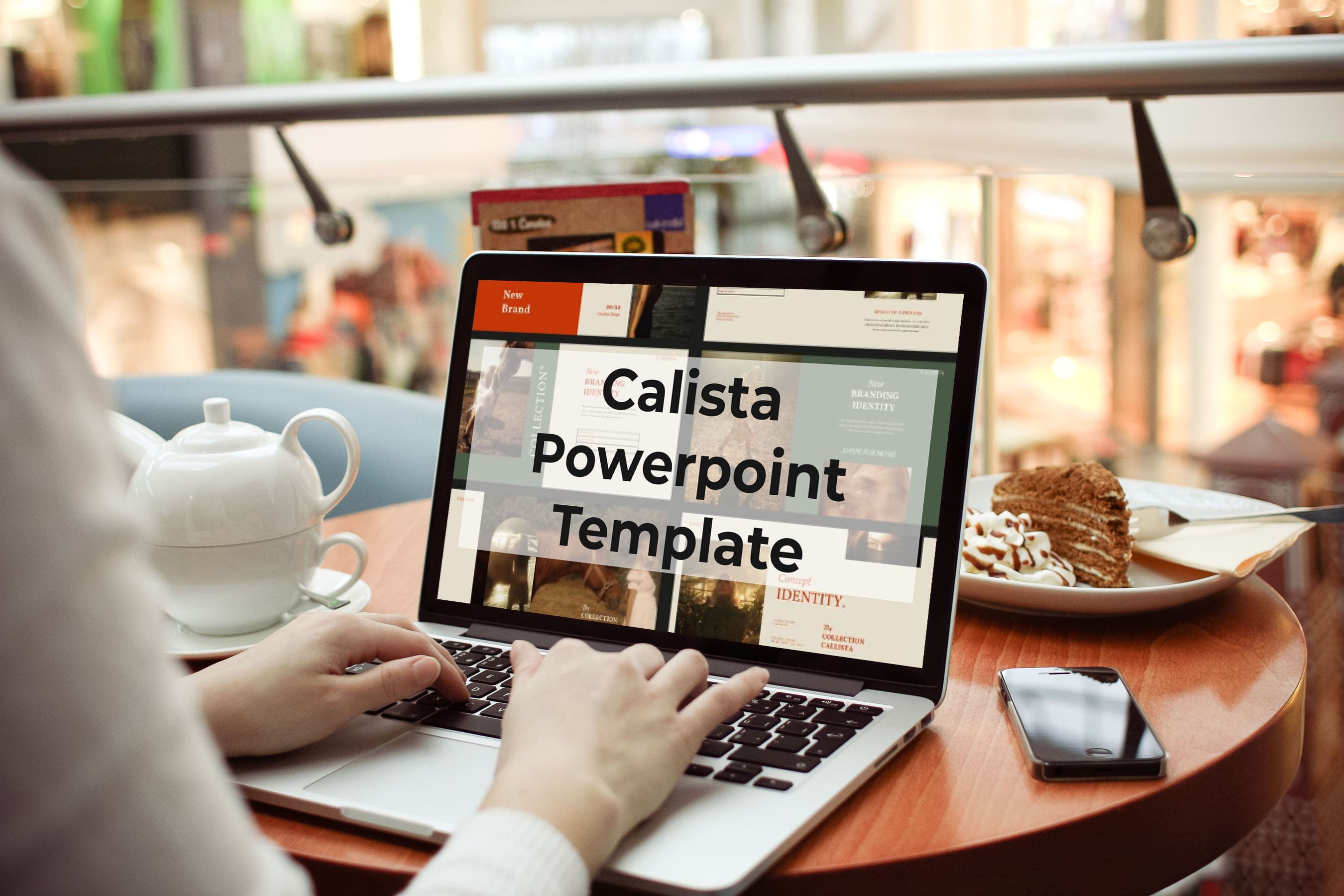 Laptop option of the Calista Powerpoint Template.