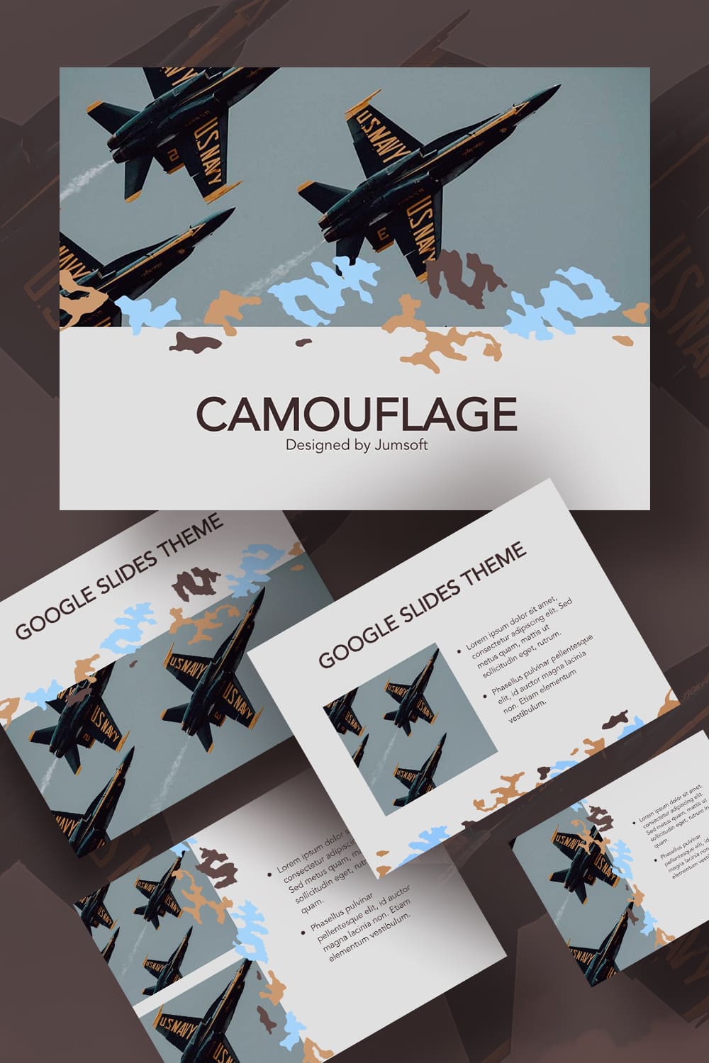 Camouflage Google Slides Template - pinterest.
