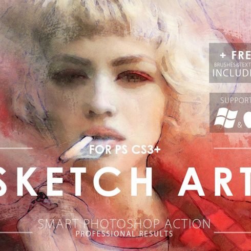 Sketch Art Photoshop Action Example. Sketch Art Photoshop Action Example.