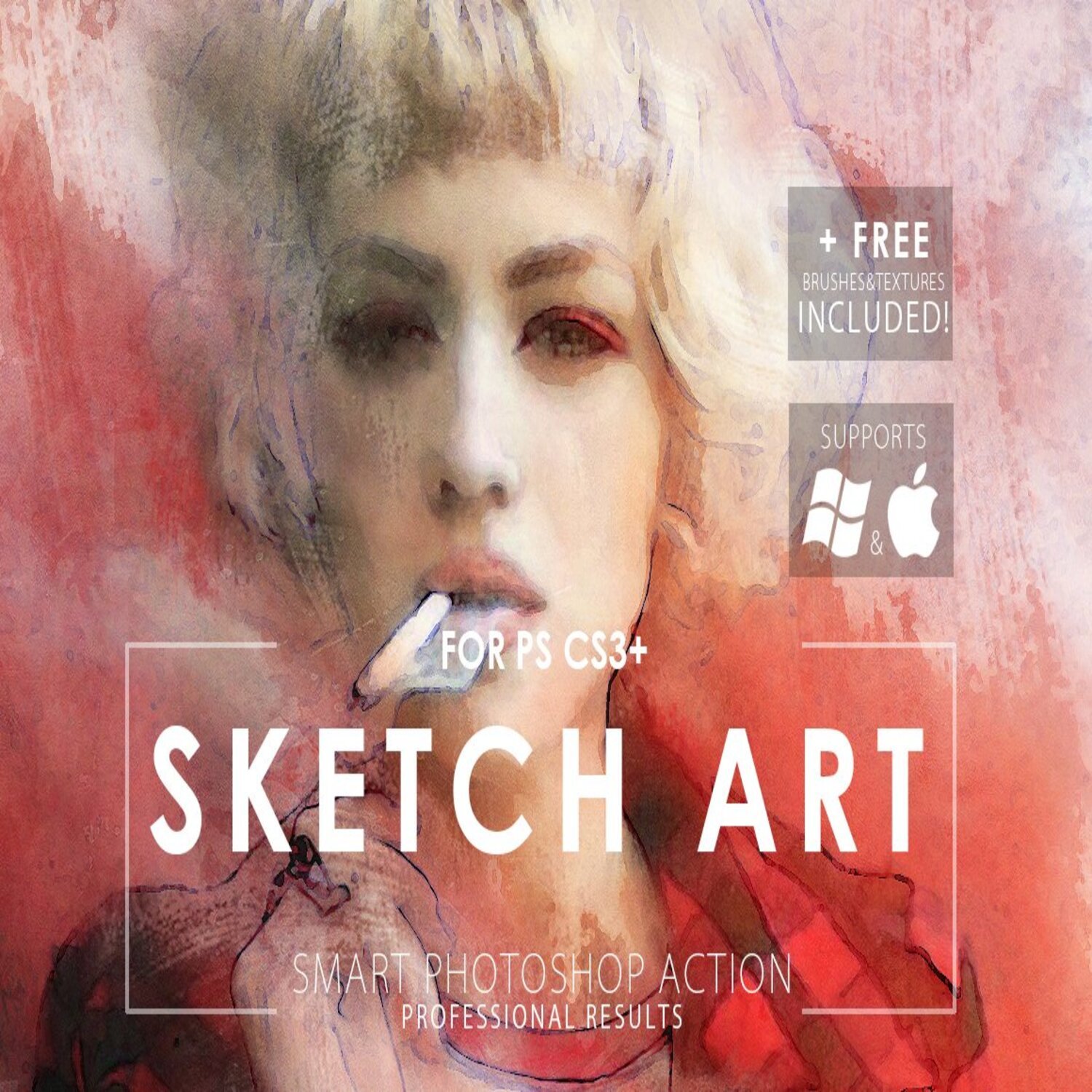 Sketch Art Photoshop Action main cover.