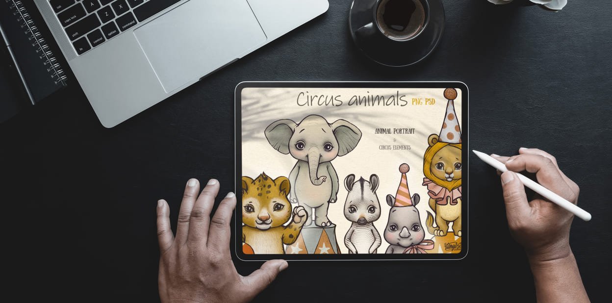 Tablet option of the Circus animals.