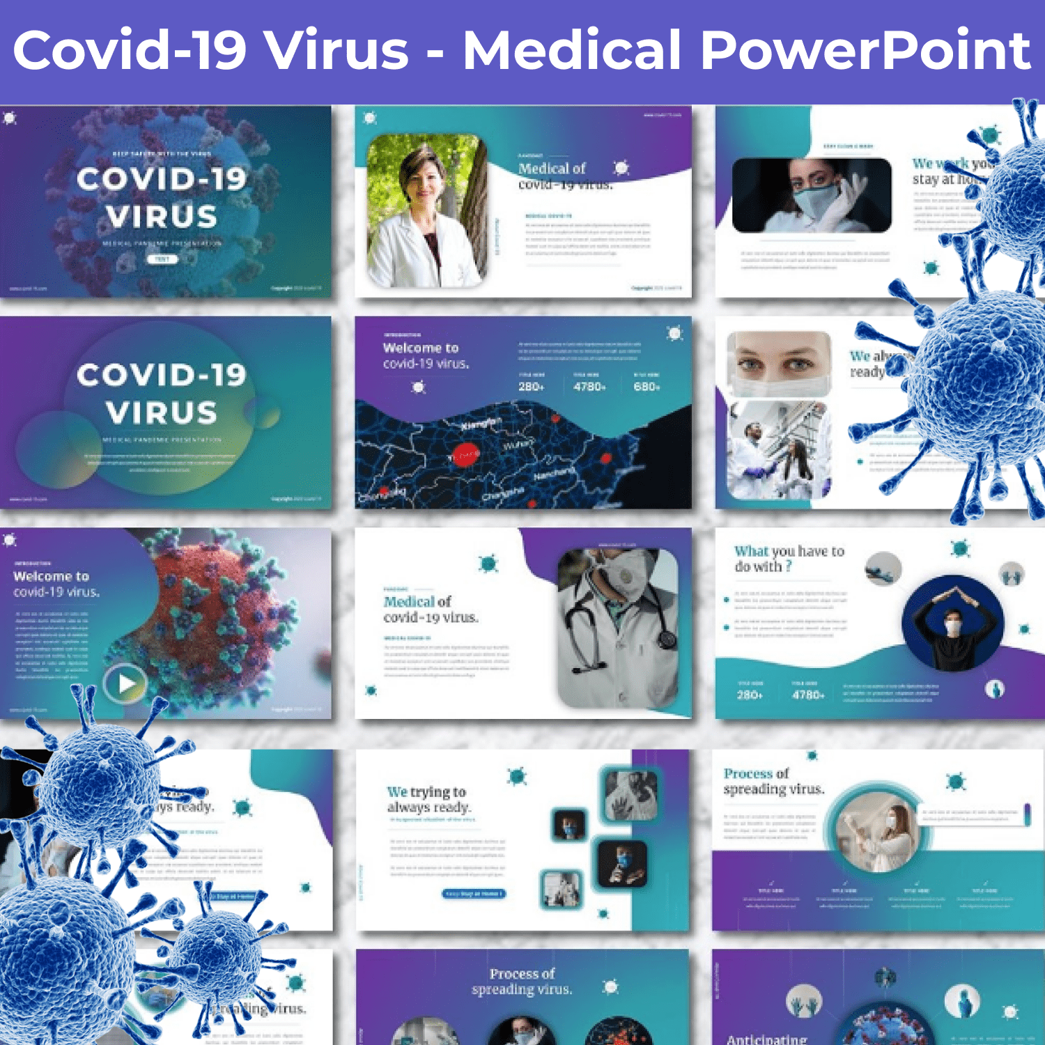 Covid-19 Virus - Medical PowerPoint main cover.